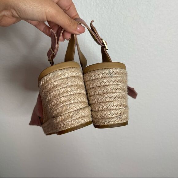 Ugg Wedges Camilla Bow Espadrille Sandal Pink Leather Slingback Size 7.5 - Picture 3 of 6